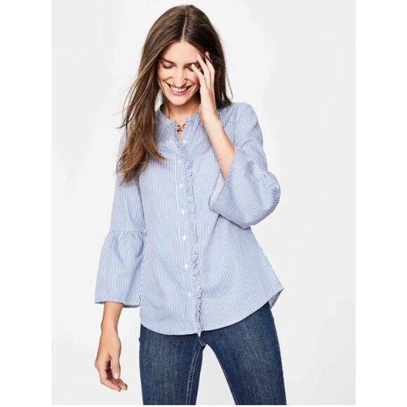 boden white Poplin button down bell sleeve top - Picture 2 of 6